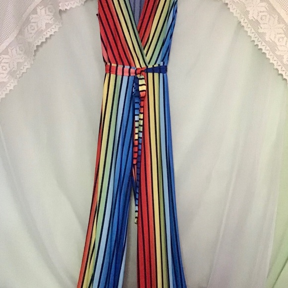 Pants - 🌈🎉HP🌈Rainbow jumpsuit🌈crossover self tied belt